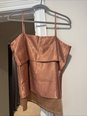 Copper Metallic Layered Spaghetti Strap Cami